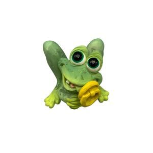 Sprogz Pacifier Frog Hall 1994 Mini Figurine Resin Yellow Paci Tadpole Baby